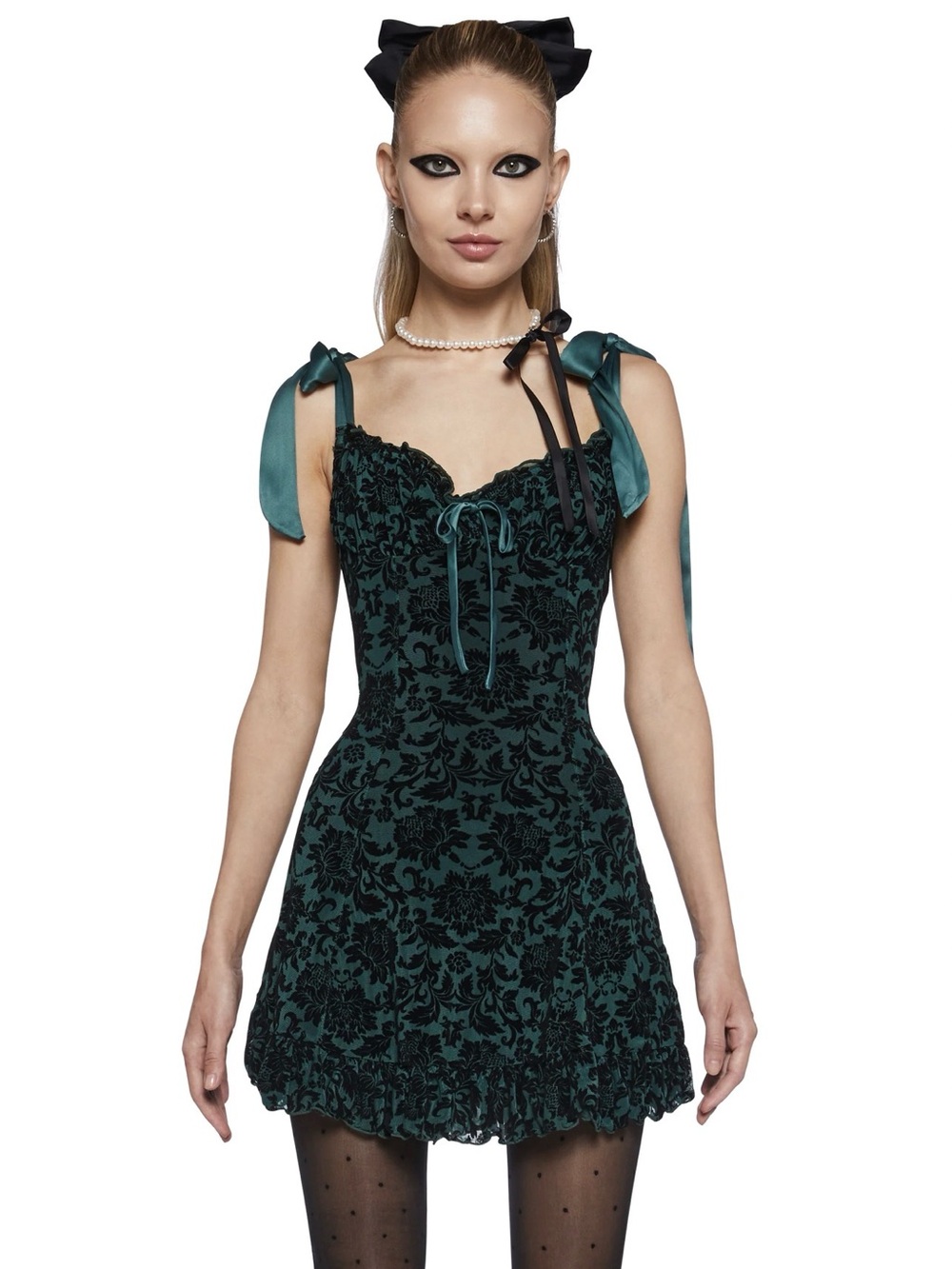 Sugar Thrillz Dollskill WILDFLOWER FABLES MINI DRESS - GREEN XS